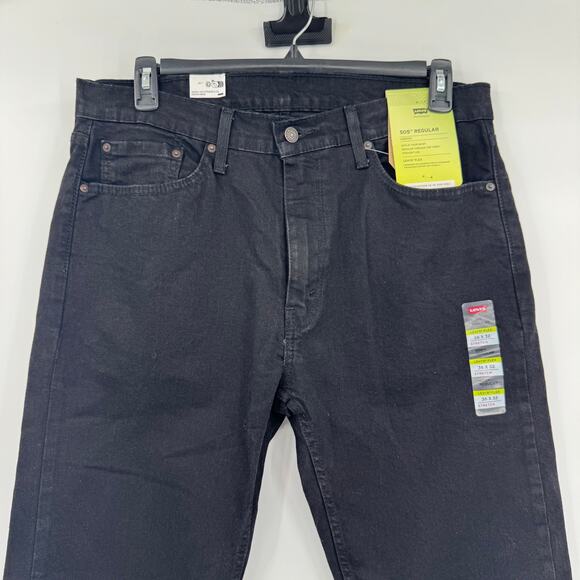 Levi's Mens Black 505 Straight Leg Denim Jeans Dark Wash Mid Rise NWT 36x32 - Picture 3 of 11